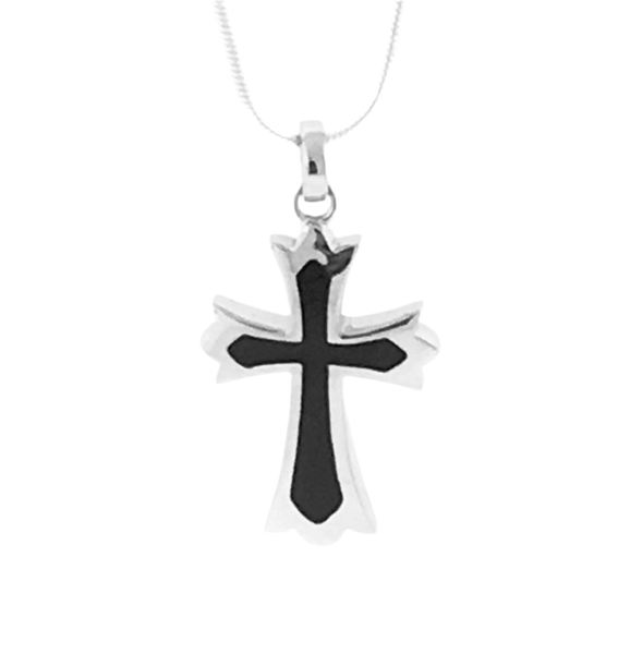 Small Cocobolo wood and sterling silver cross pendant