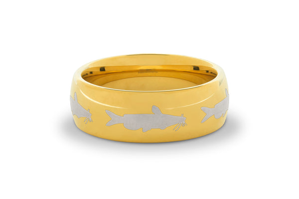 8MM Gold Catfish Tungsten RIng