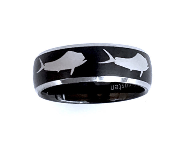 8MM Black and Silver Tungsten Dorado Ring