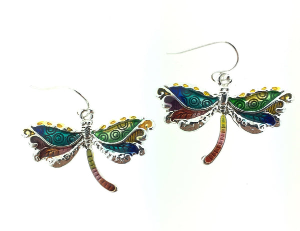 Multi colored dragon fly earring