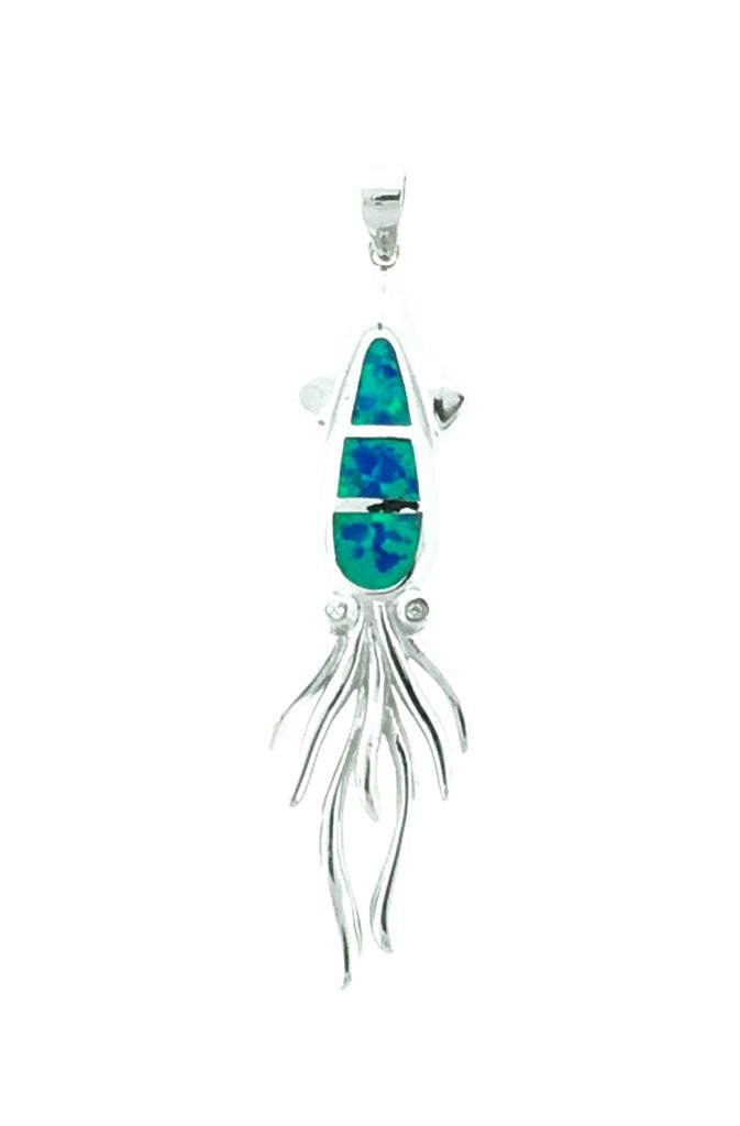 Silver and opal squid pendant