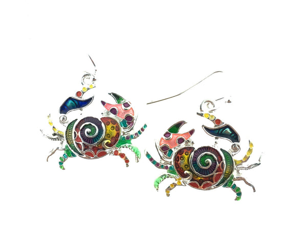 Multi colored crab earrings
