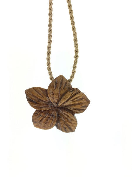 Hawaiian wood plumeria necklace