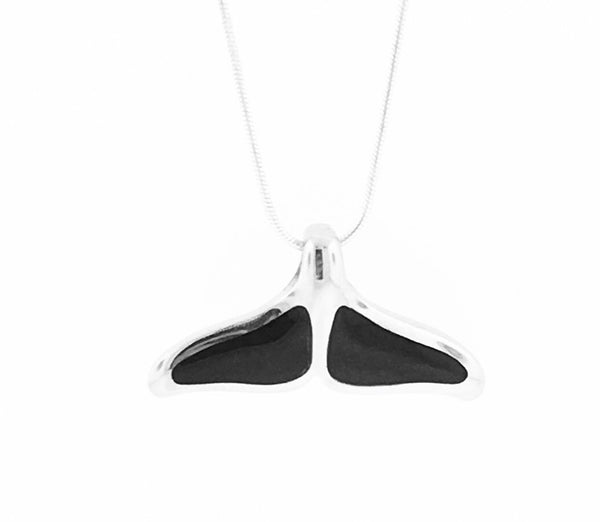Medium Cocobolo wood and sterling silver whale tail pendant