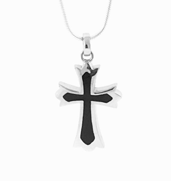 Small Cocobolo wood and sterling silver cross pendant