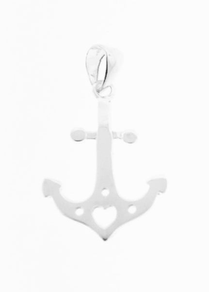 Silver heart anchor pendant