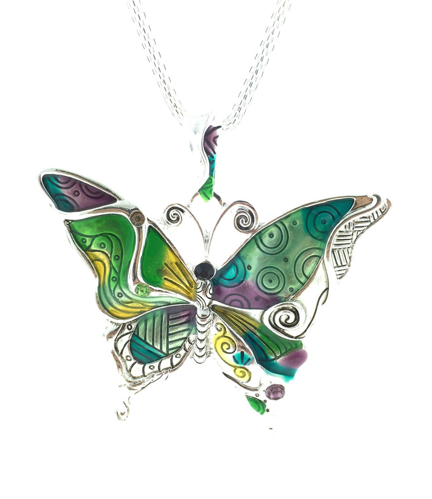 Multi colored butterfly necklace
