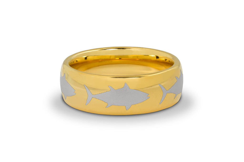8MM Gold Tungsten Tuna Ring