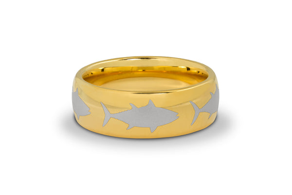 8MM Gold Tungsten Tuna Ring