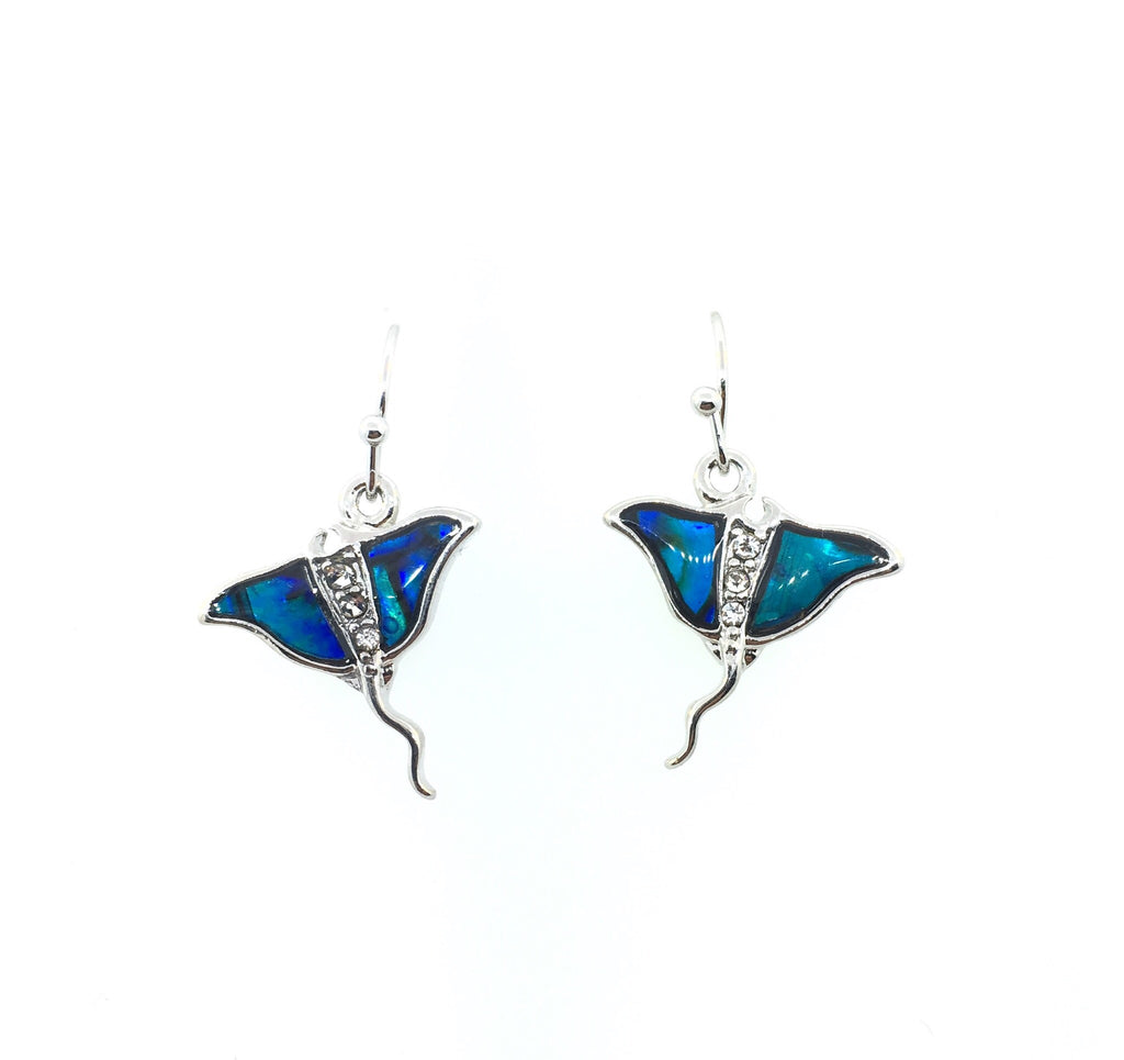 Abalone Shell Manta Ray Earrings