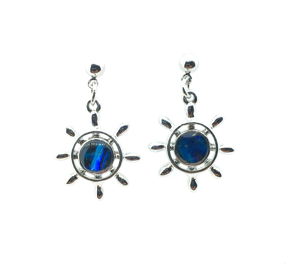 Abalone Shell Ship's Wheel Earrings